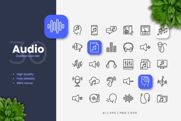 Audio Icons Graphics for Modern Branding