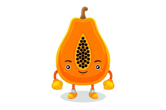 Cute Papaya Mascot Character Vector Graphics