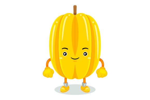 Cute Starfruit Mascot Vector Graphics