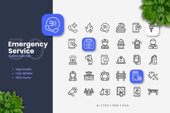 Emergency Service Icons Graphics for Modern Branding