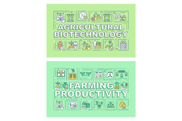 Farming Word Concepts Green Banner Set