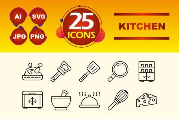 Kitchen Icons Graphics Enhance Editorial Design