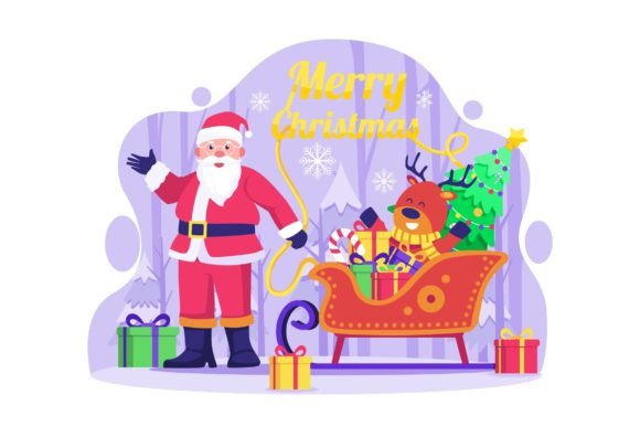 Merry Christmas Santa Illustration for Local Business Graphics