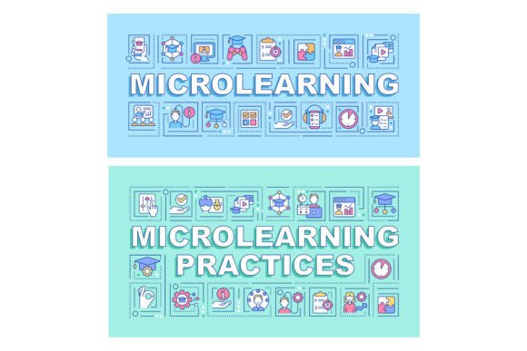 Microlearning Word Concept Banner Set for Modern Branding