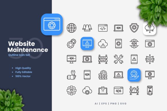 Website Maintenance Icons Graphics